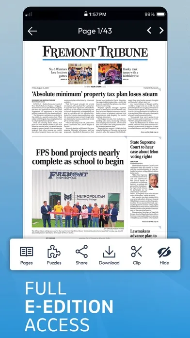 Capturas de tela do Fremont Tribune