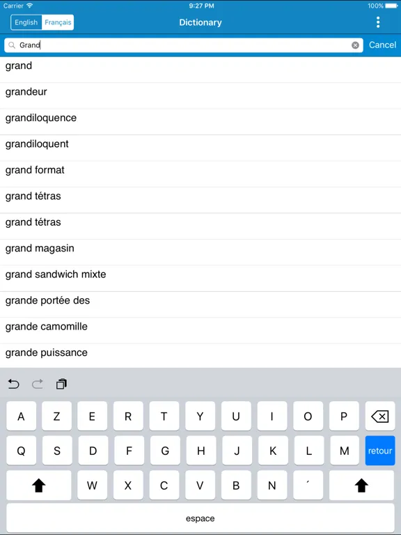 French To English & English to French Dictionary iPad  Screenshots