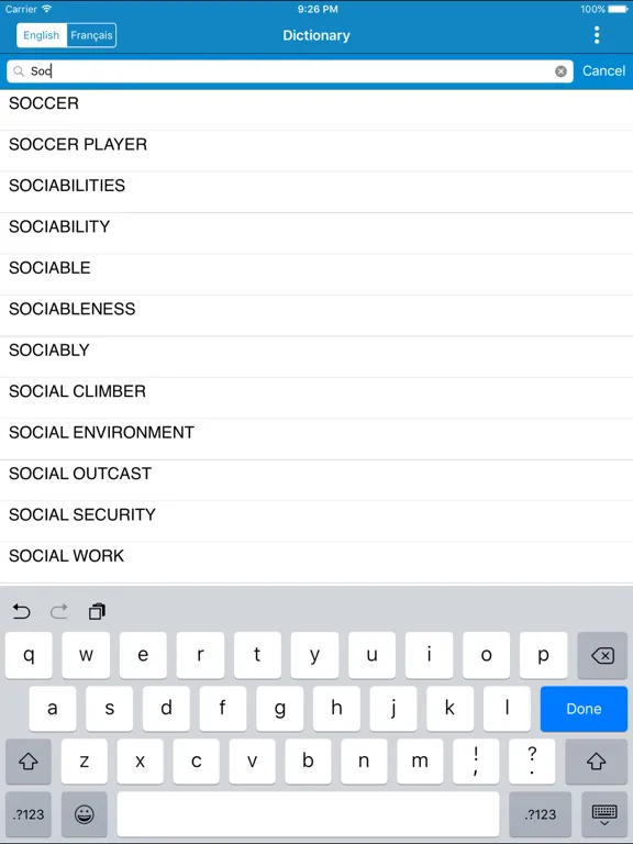 French To English & English to French Dictionary iPad  Screenshots