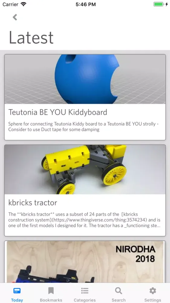 Capturas de tela do Filament for Thingiverse