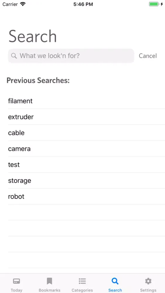 Capturas de tela do Filament for Thingiverse