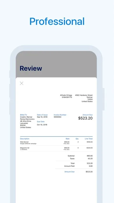 Скриншоты Invoice Creator by FreshBooks