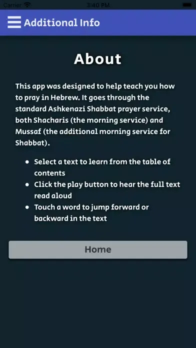 Read Along Siddur for Learning Screenshots