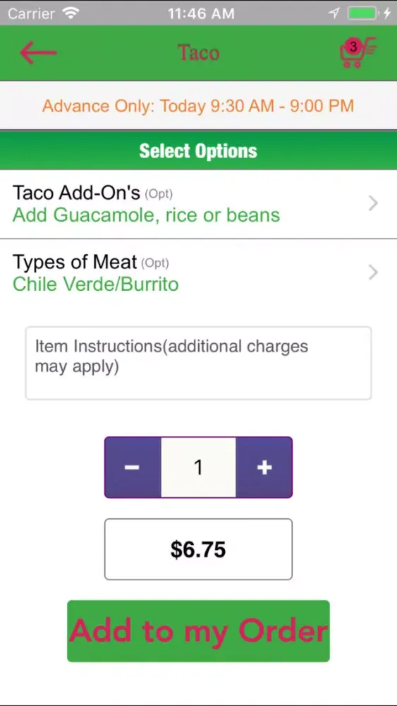 Tangkapan skrin FreshMex Express