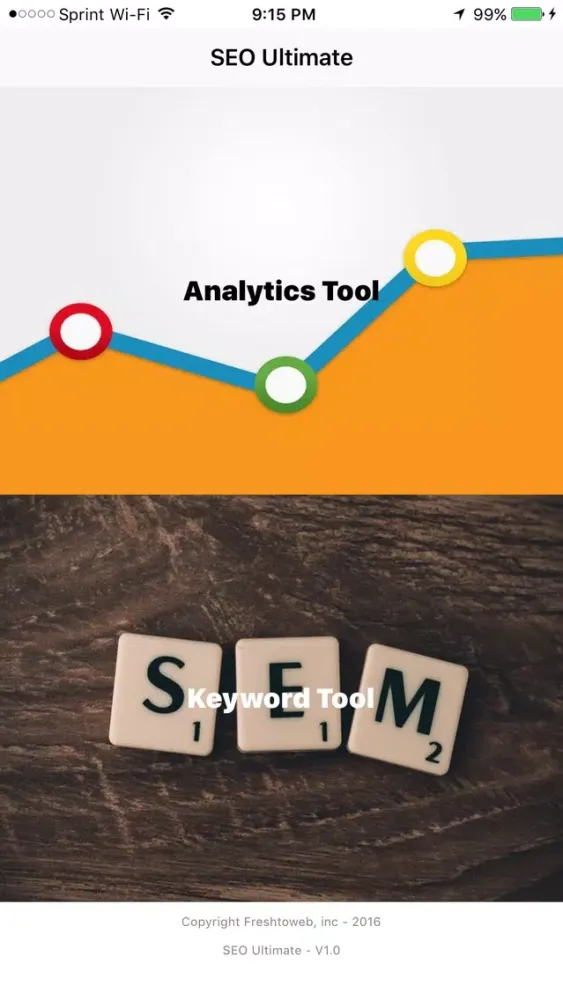 Capturas de tela do SEO Ultimate - Analytics & Keyword Dashboard