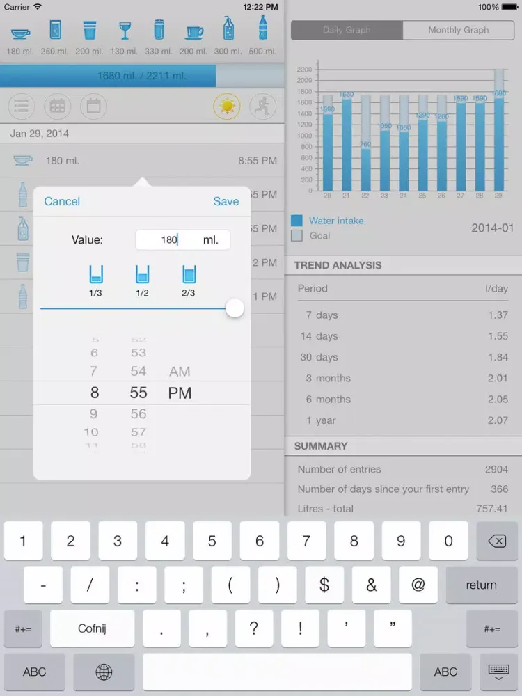 Capturas de pantalla de Hydro+ drink water iPad 