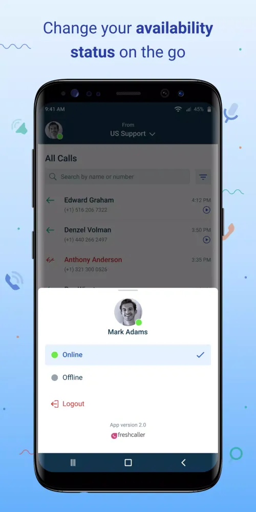 Capturas de tela do Freshcaller