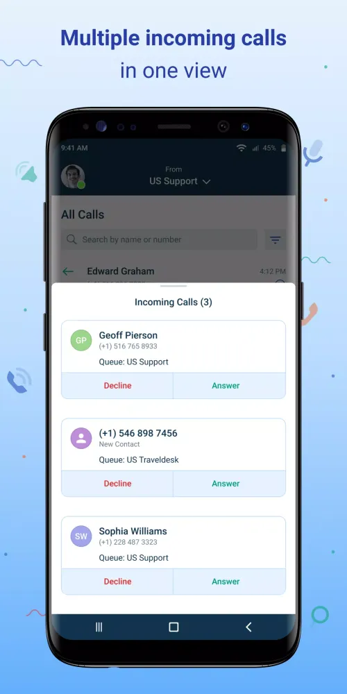 Capturas de tela do Freshcaller