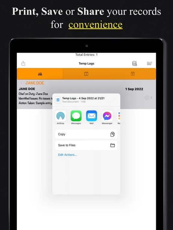 TempLogs iPad  স্ক্রিনশট