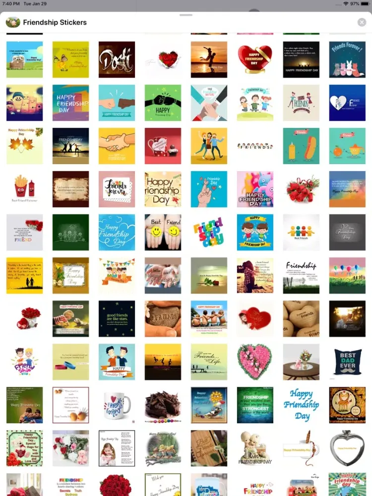 Tangkapan layar Friendship Stickers iPad 