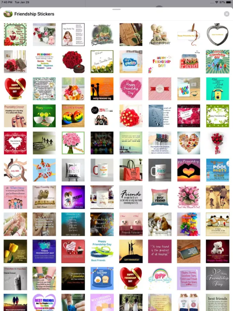 Tangkapan layar Friendship Stickers iPad 