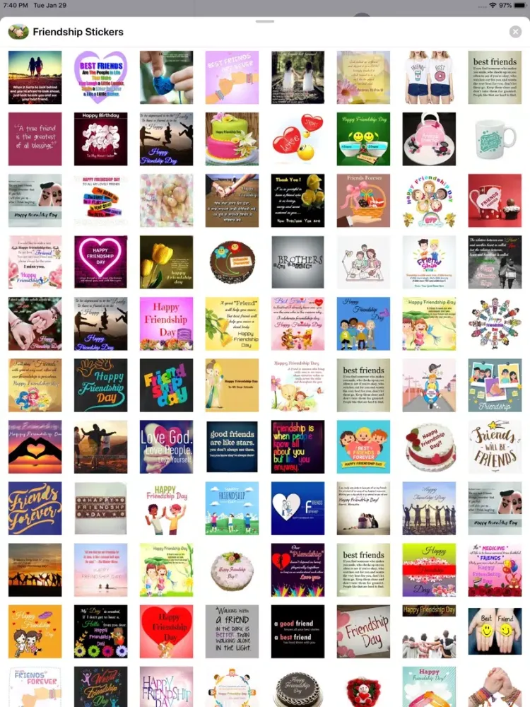 Tangkapan layar Friendship Stickers iPad 