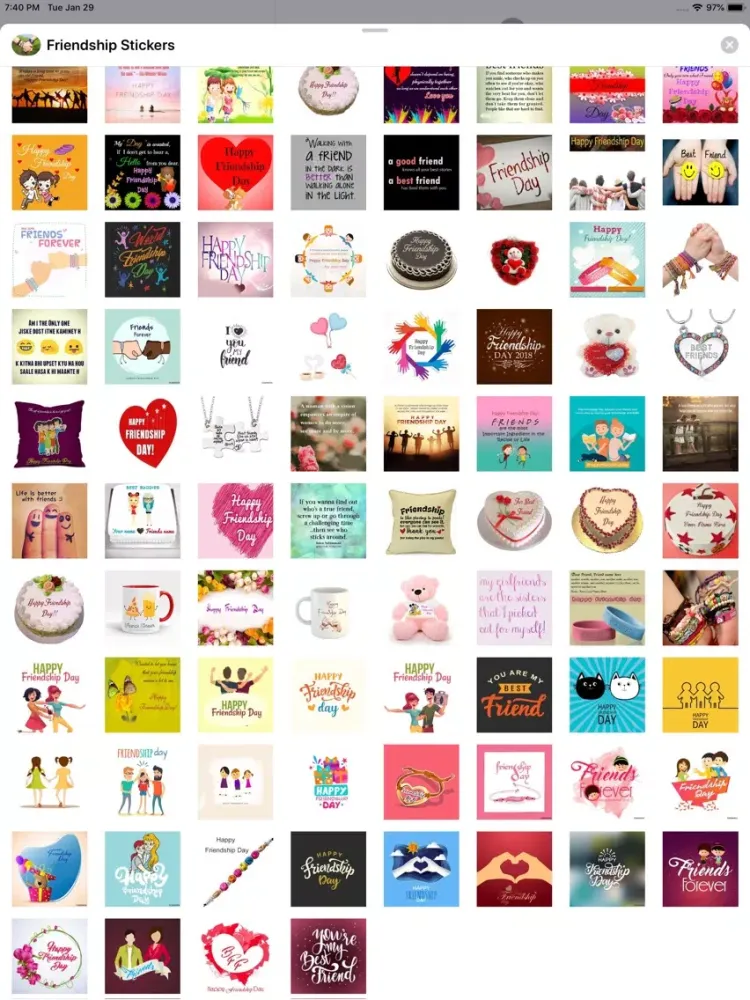 Tangkapan layar Friendship Stickers iPad 
