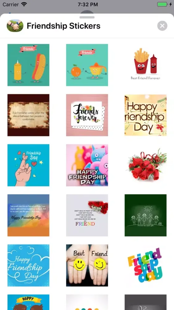 Tangkapan layar Friendship Stickers