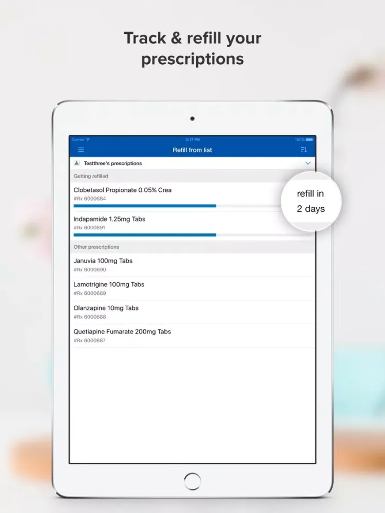 Tangkapan layar Froedtert Rx iPad 