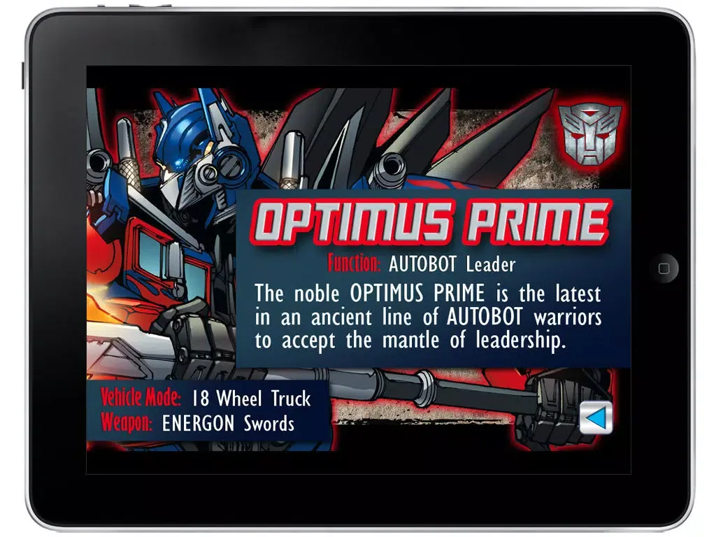 Ảnh chụp màn hình của Transformers Dark of the Moon Mix & Match Book iPad 