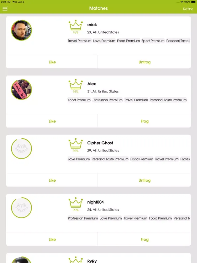 تصاویر Frogo Dating iPad 