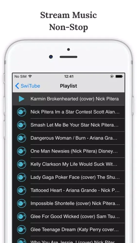 Tangkapan layar SwiMusic - for Nick Pitera