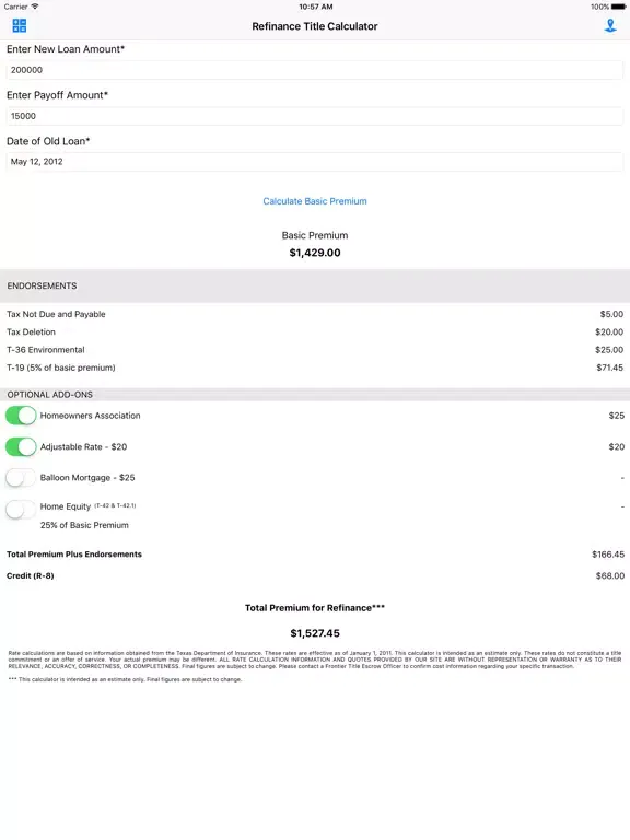 صور Frontier Title Calculator iPad 