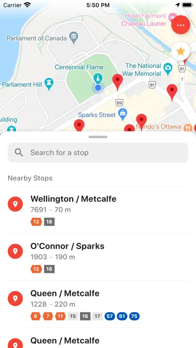 Ảnh chụp màn hình của Ottawa Bus Live