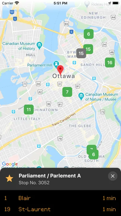 Ảnh chụp màn hình của Ottawa Bus Live
