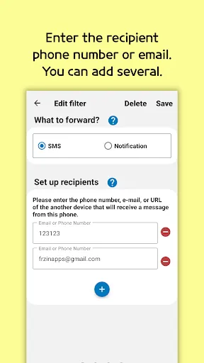 Capturas de pantalla de SMS Forwarder