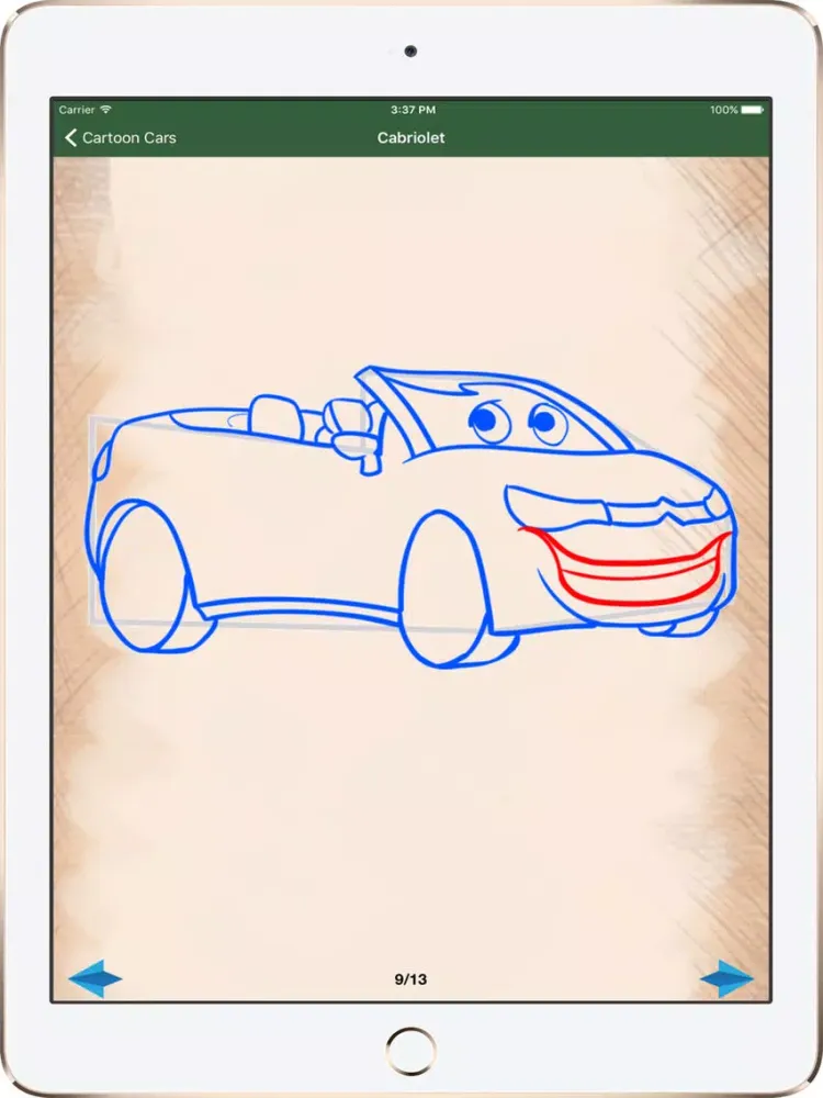 Ảnh chụp màn hình của Artist Green - How to draw Cartoon Cars iPad 