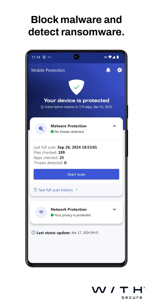 Zrzuty ekranu WithSecure Mobile Protection
