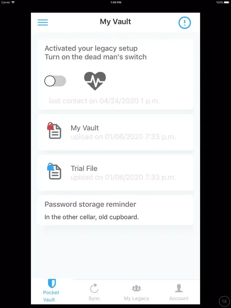 ภาพหน้าจอของ Final Security Vault iPad 