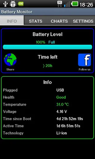 Tangkapan skrin Battery Monitor Widget