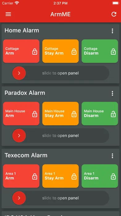 Capturas de tela do ArmME Security App