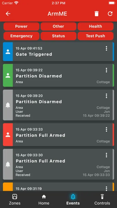 Capturas de tela do ArmME Security App