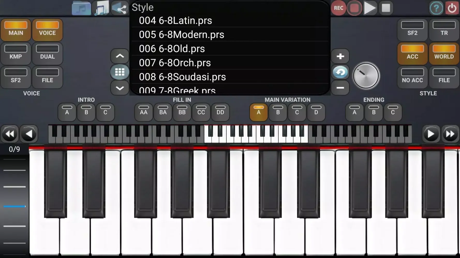 Tangkapan skrin Soundfont Piano