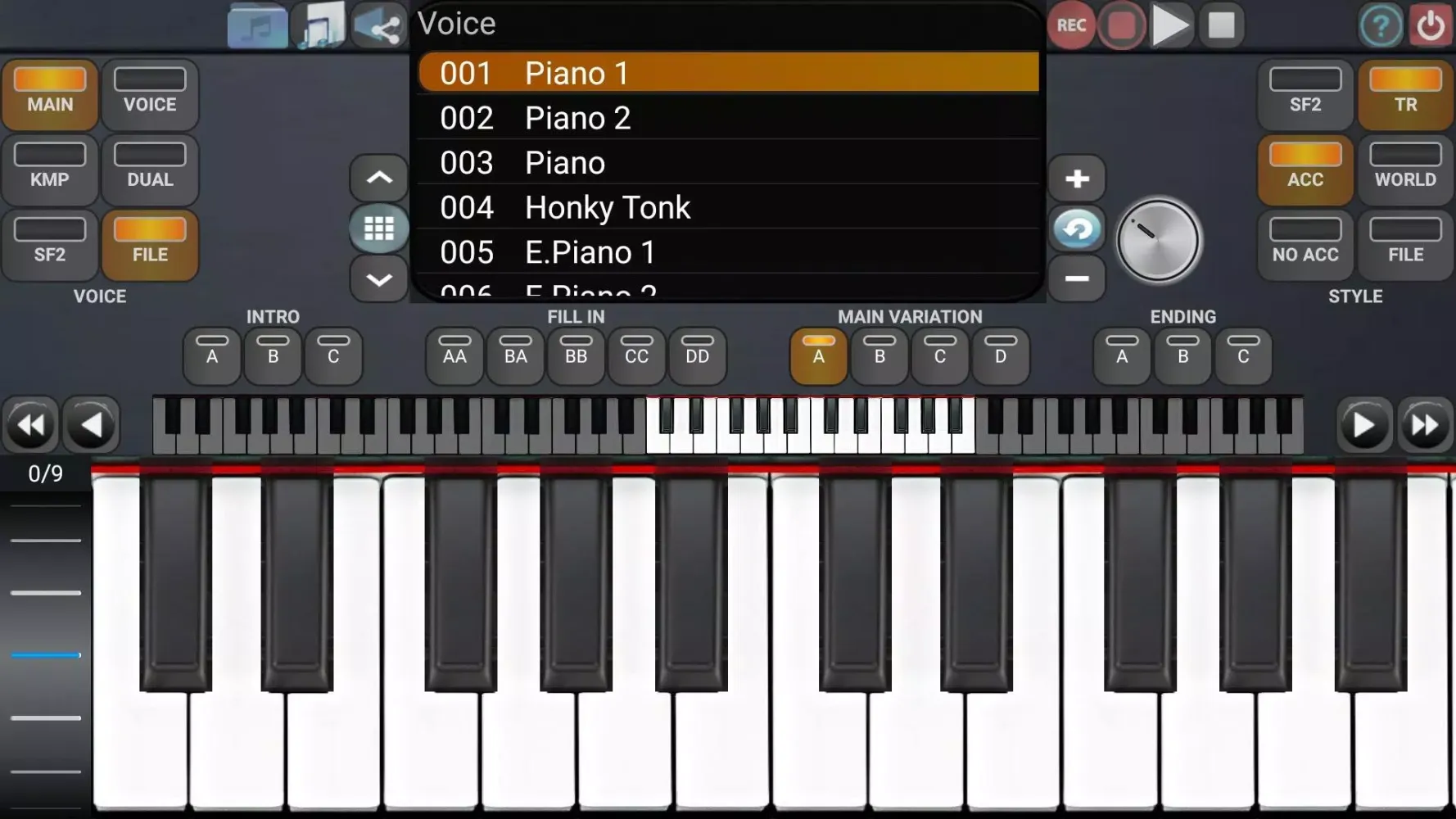 Tangkapan skrin Soundfont Piano