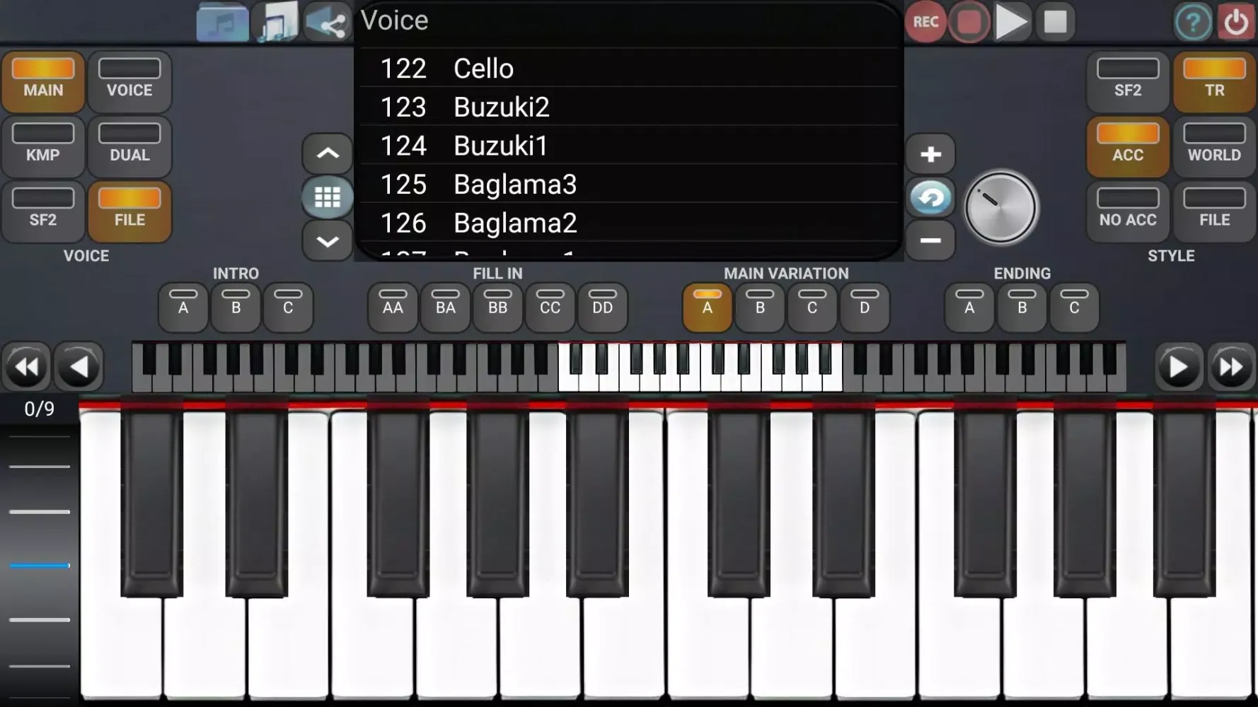 Tangkapan skrin Soundfont Piano