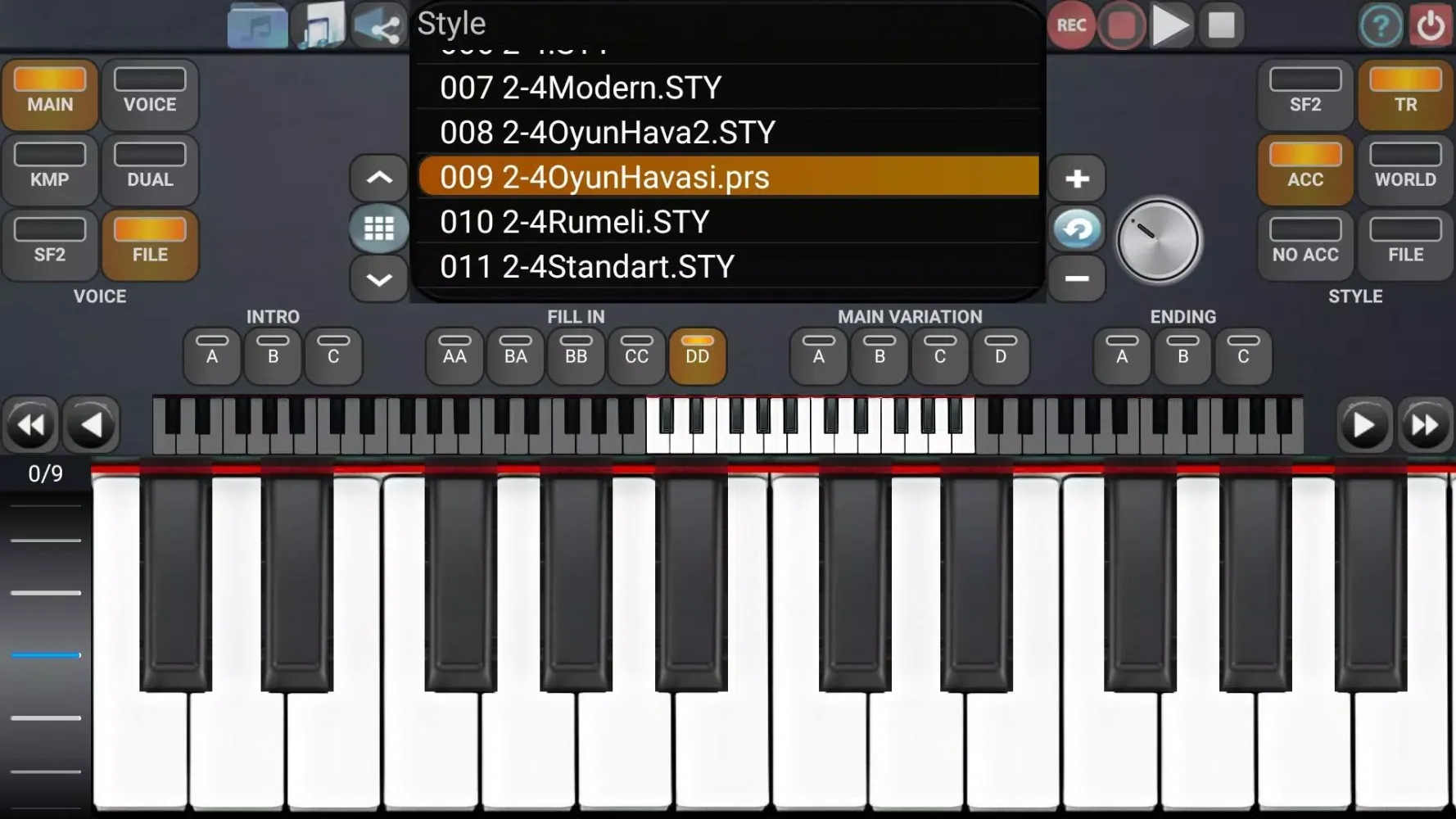Tangkapan skrin Soundfont Piano