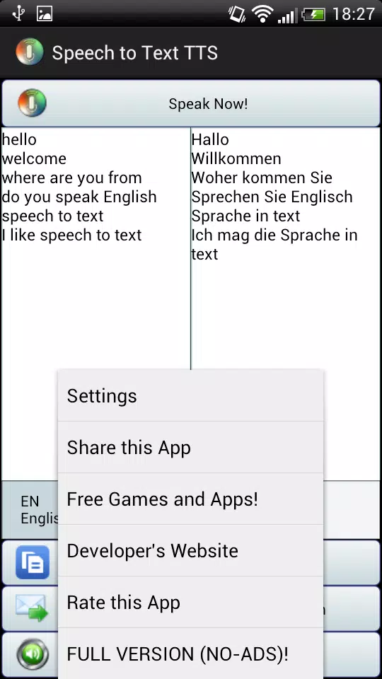 Speech to Text Translator TTS Screenshots