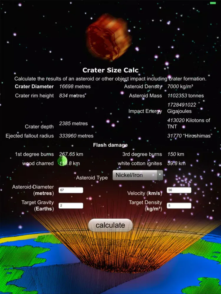 CraterSizeXL iPad  스크린샷