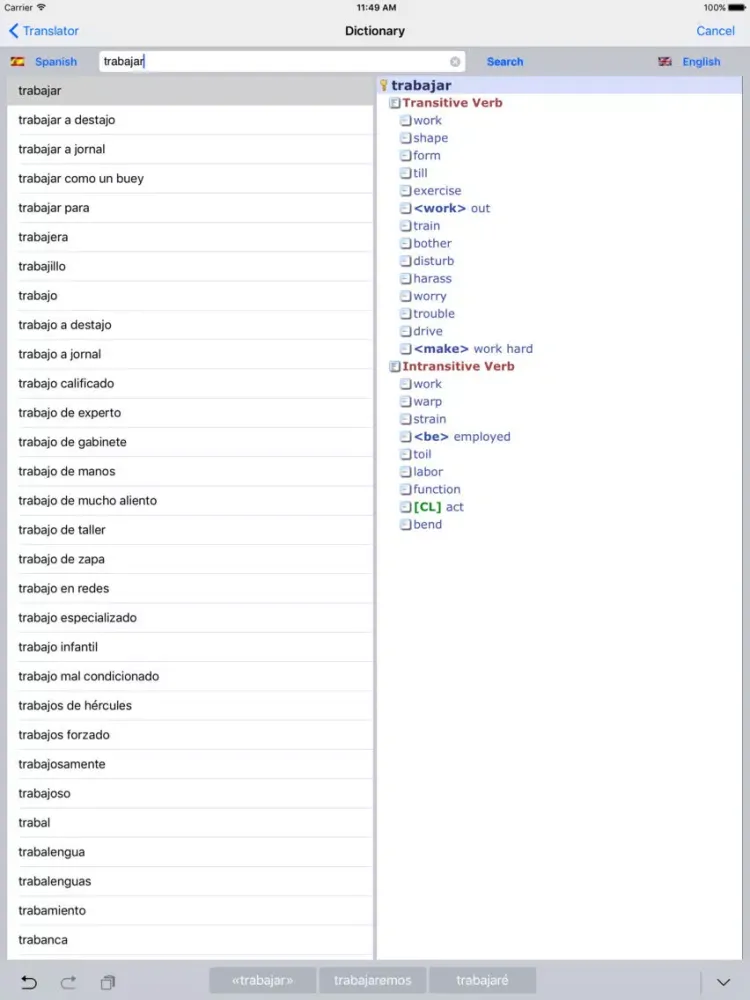 English/Spanish Dictionary iPad  سکرین شاٹس