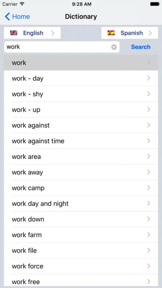 English/Spanish Dictionary سکرین شاٹس