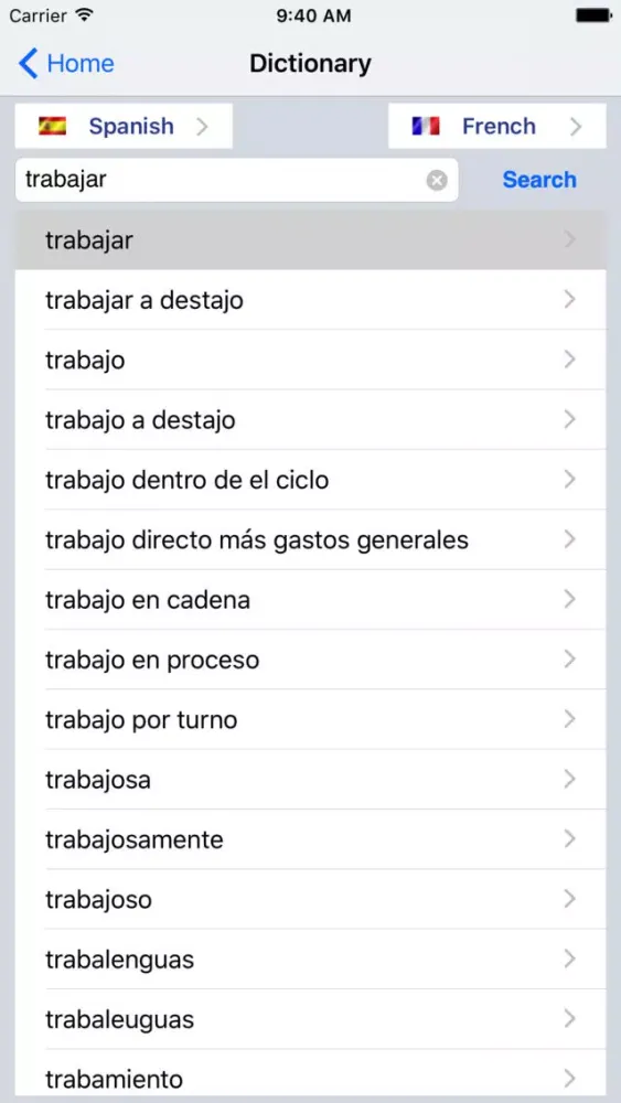 Diccionario Español/Francés Screenshots