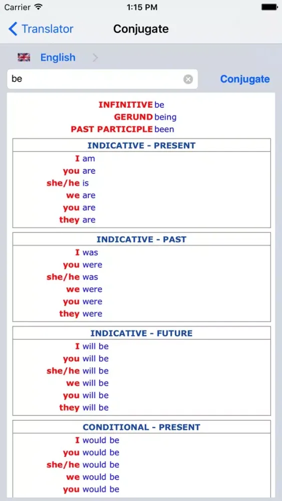 Tangkapan layar French/English Dictionary