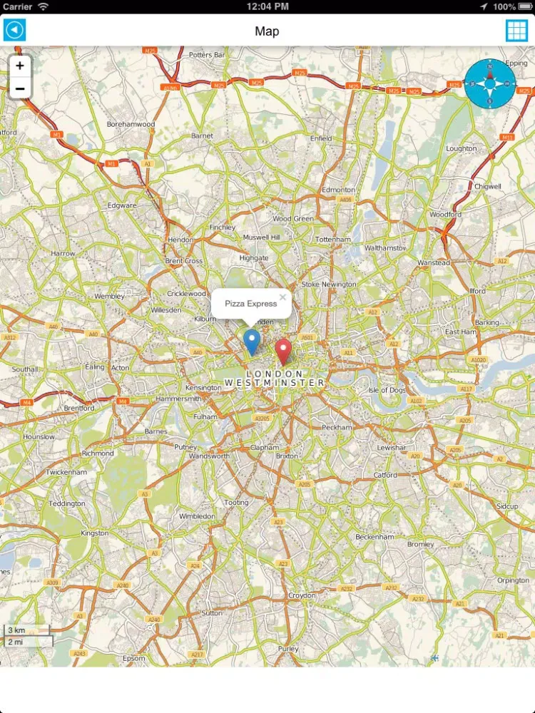 ภาพหน้าจอของ England (United Kingdom) offline road map. Great Britain Free Guide iPad 