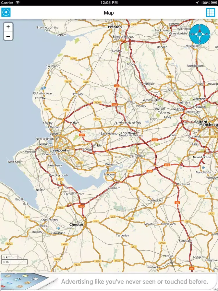 ภาพหน้าจอของ England (United Kingdom) offline road map. Great Britain Free Guide iPad 