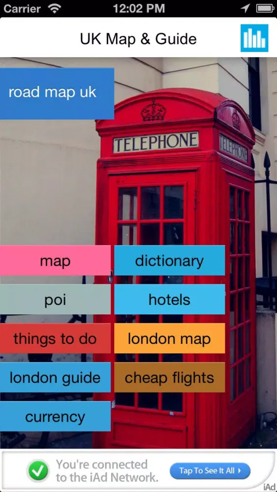 ภาพหน้าจอของ England (United Kingdom) offline road map. Great Britain Free Guide