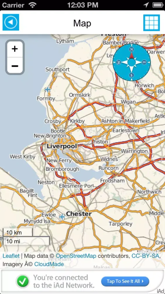 ภาพหน้าจอของ England (United Kingdom) offline road map. Great Britain Free Guide