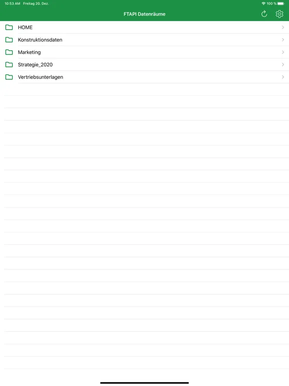 Capturas de tela do FTAPI Datarooms iPad