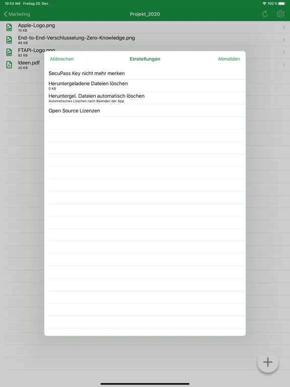 Capturas de tela do FTAPI Datarooms iPad
