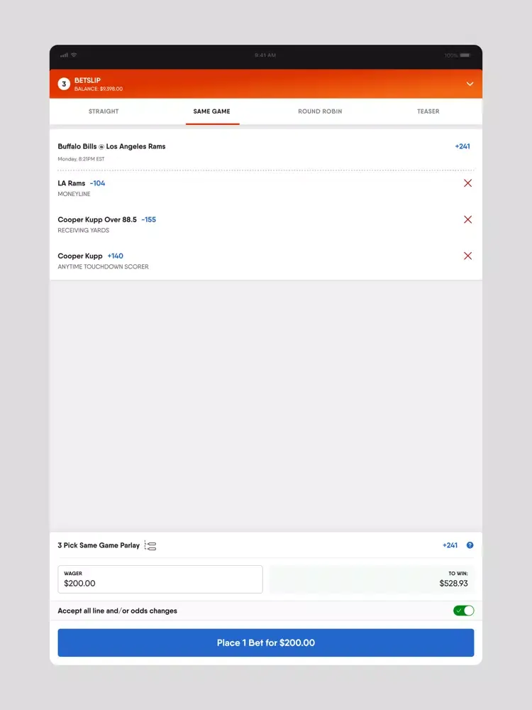 تصاویر Fubo Sportsbook: Live Bets iPad 