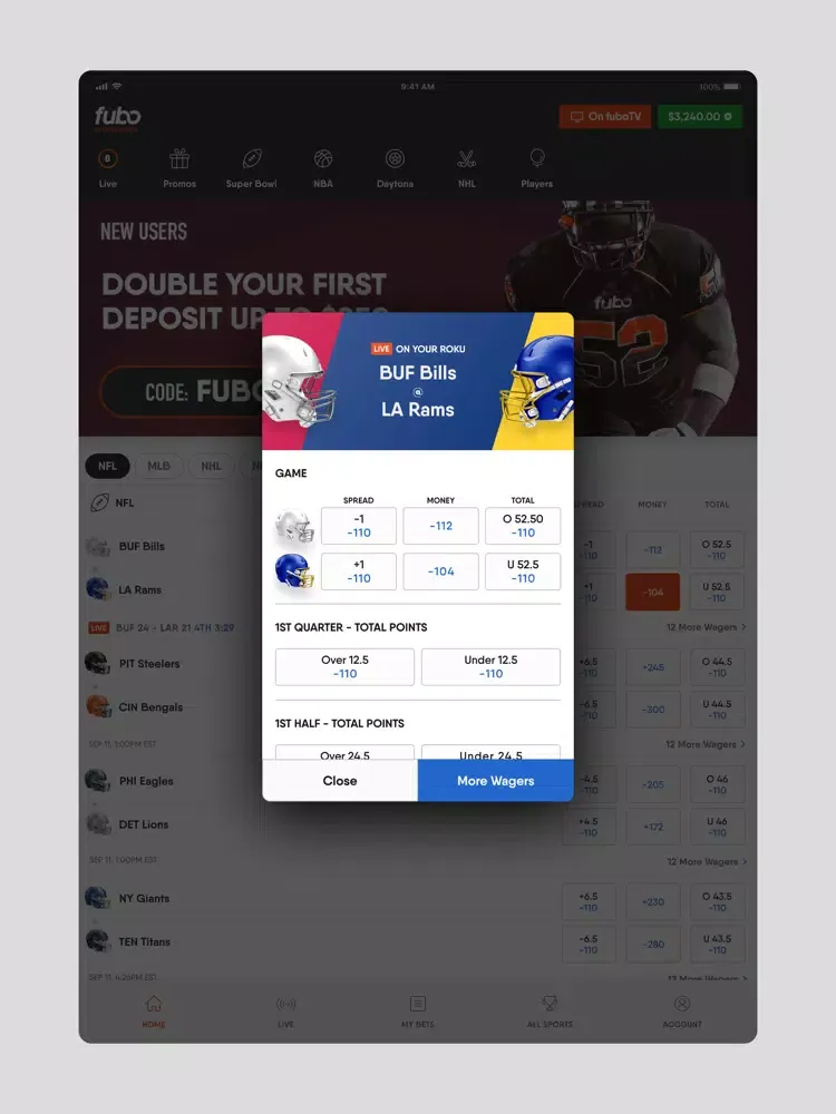 تصاویر Fubo Sportsbook: Live Bets iPad 